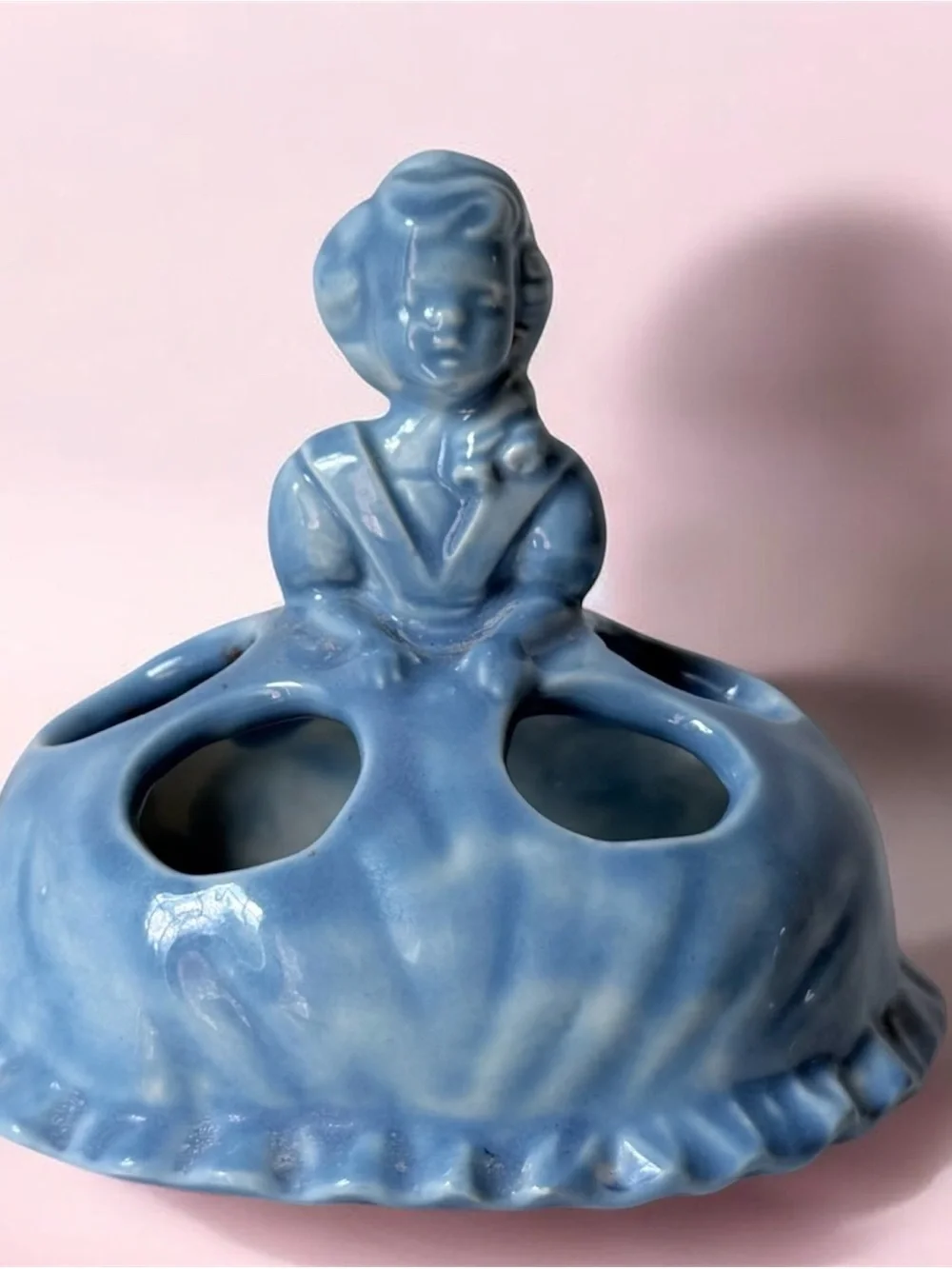 Vintage ceramic Victorian lady lipstick holder